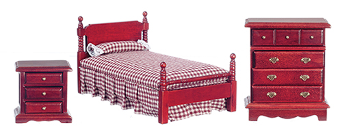 Bed Set, 3 pc., Mahogany